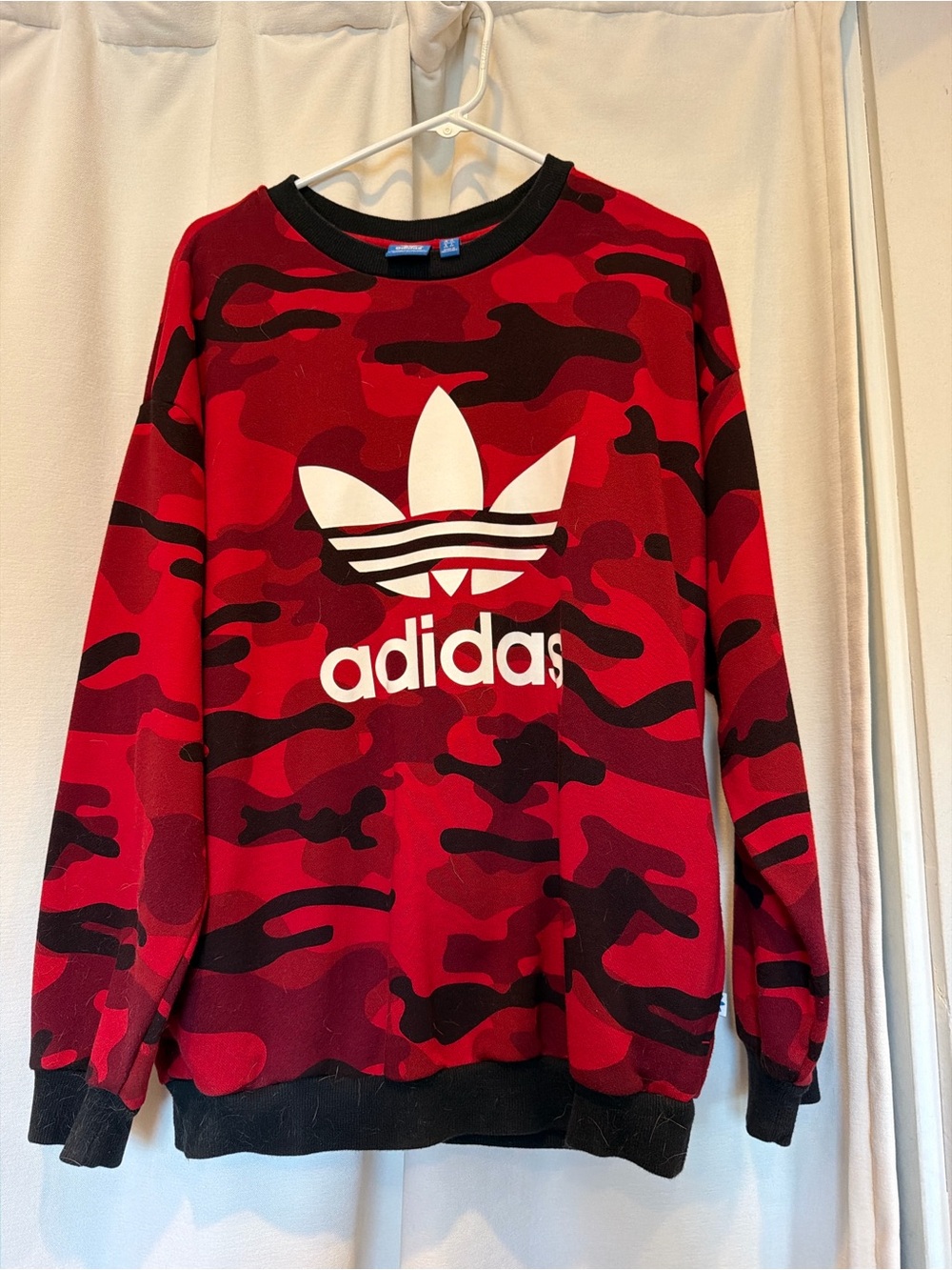 adidas Red & Black Camo Trefoil Crewneck Sweatshirt